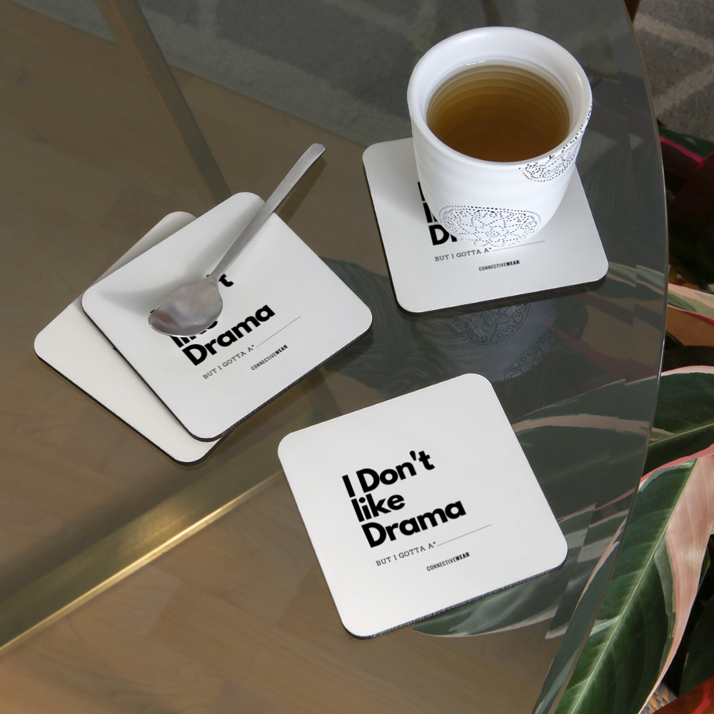 I don't like drama Coasters (set of 4) - white