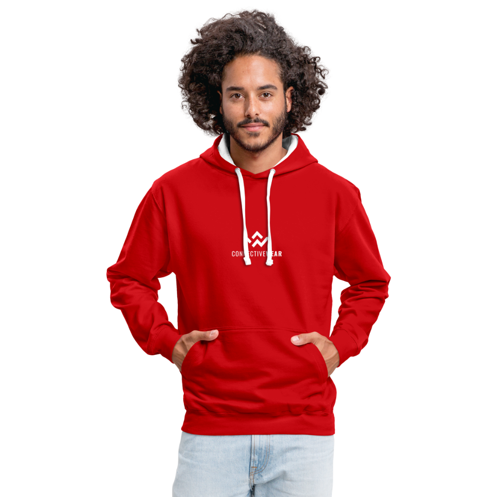 ConnectiveWear Contrast Colour Hoodie - red/white