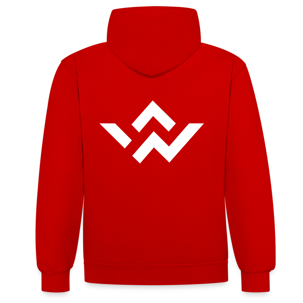 ConnectiveWear Contrast Colour Hoodie - red/white