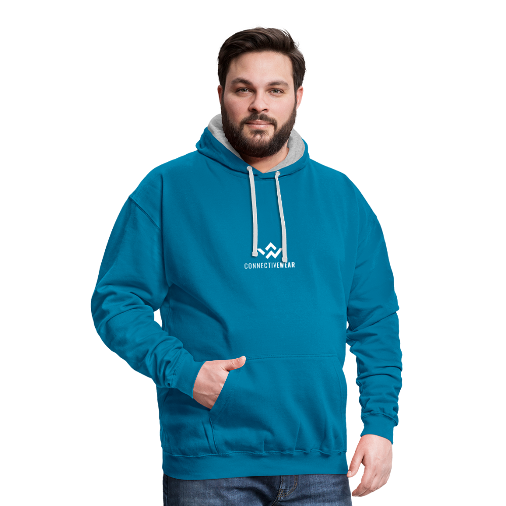 ConnectiveWear Contrast Colour Hoodie - peacock blue/heather grey