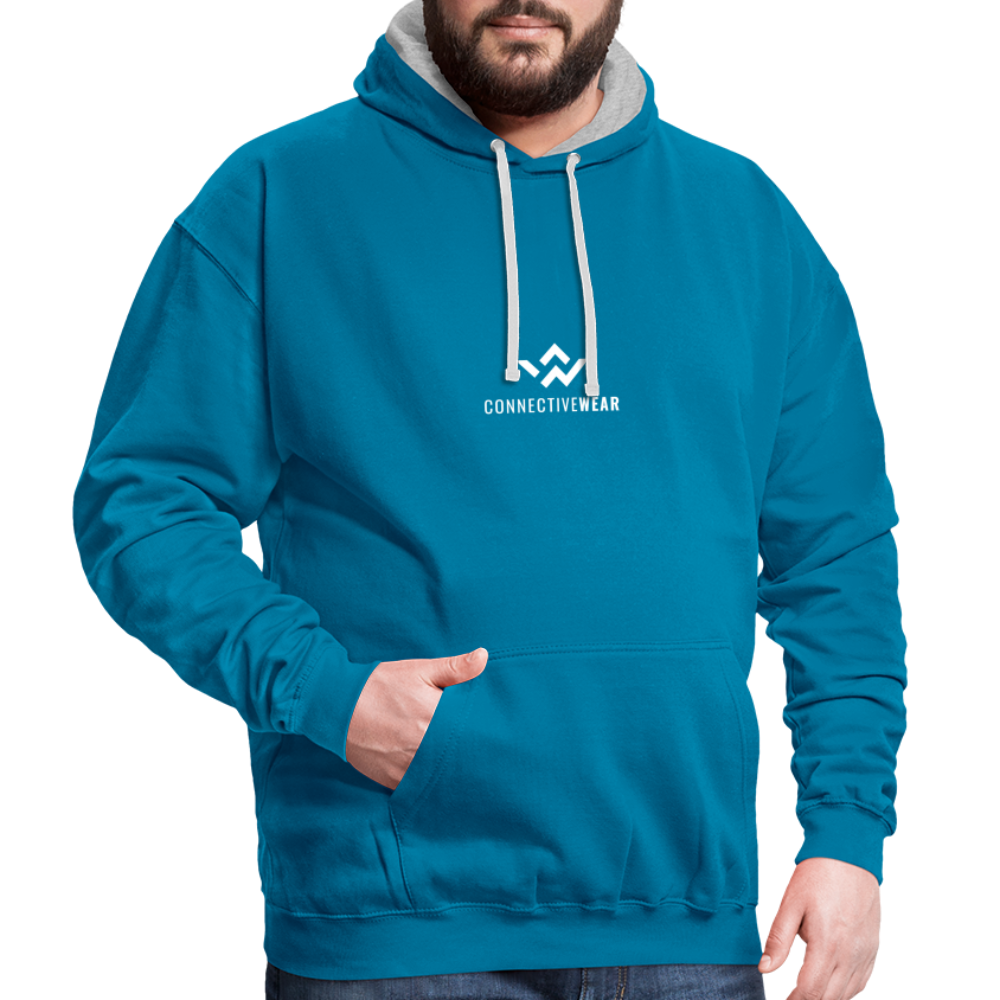 ConnectiveWear Contrast Colour Hoodie - peacock blue/heather grey