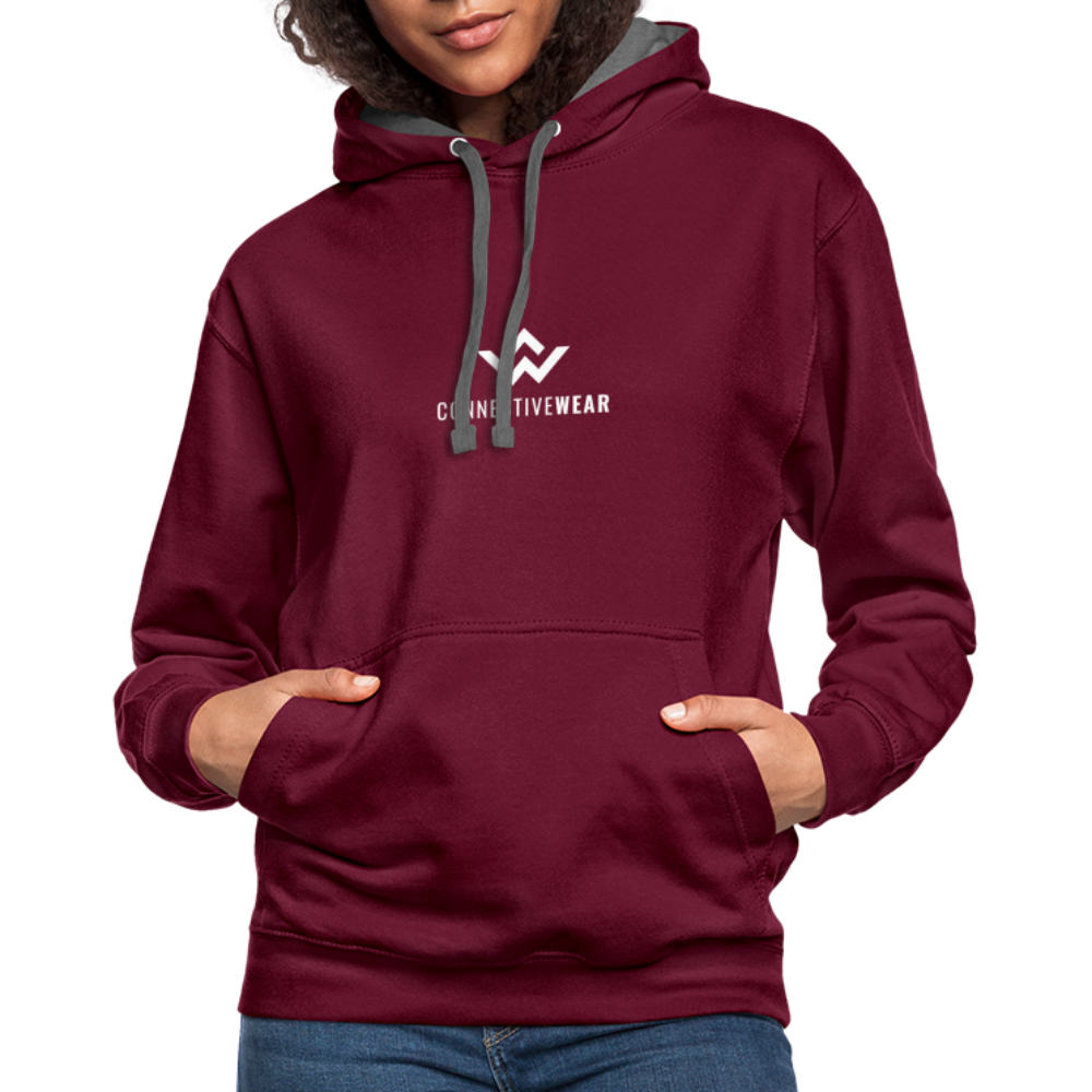 ConnectiveWear Contrast Colour Hoodie - burgundy/charcoal