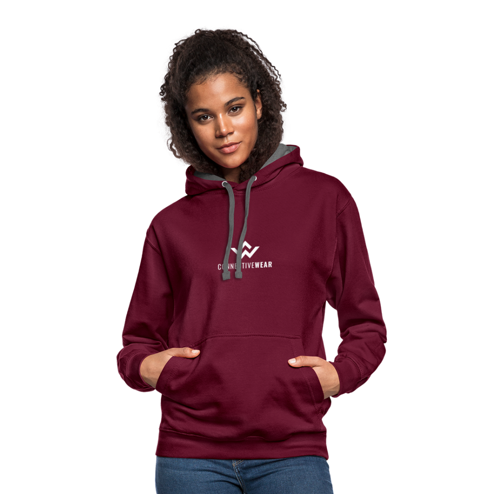 ConnectiveWear Contrast Colour Hoodie - burgundy/charcoal