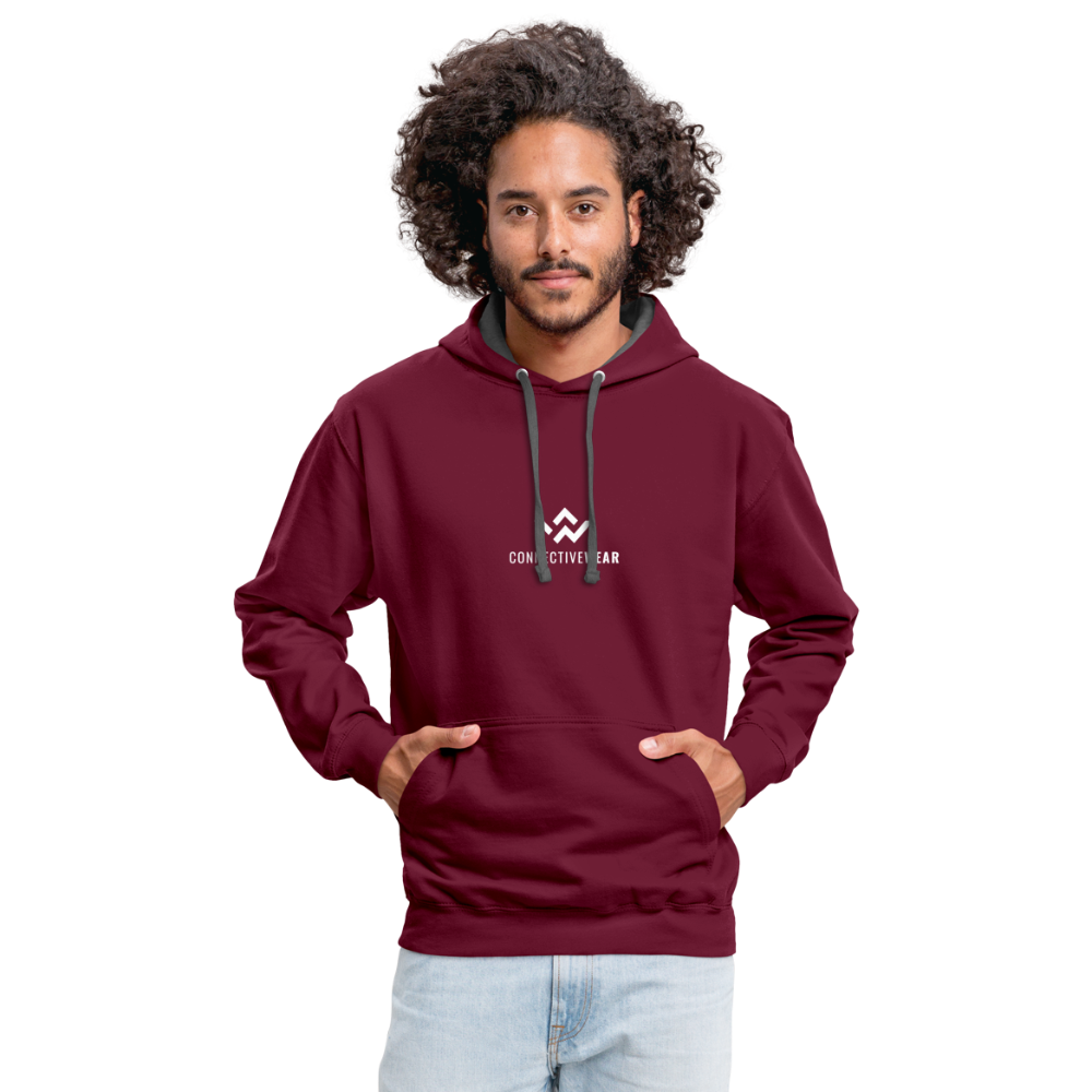 ConnectiveWear Contrast Colour Hoodie - burgundy/charcoal