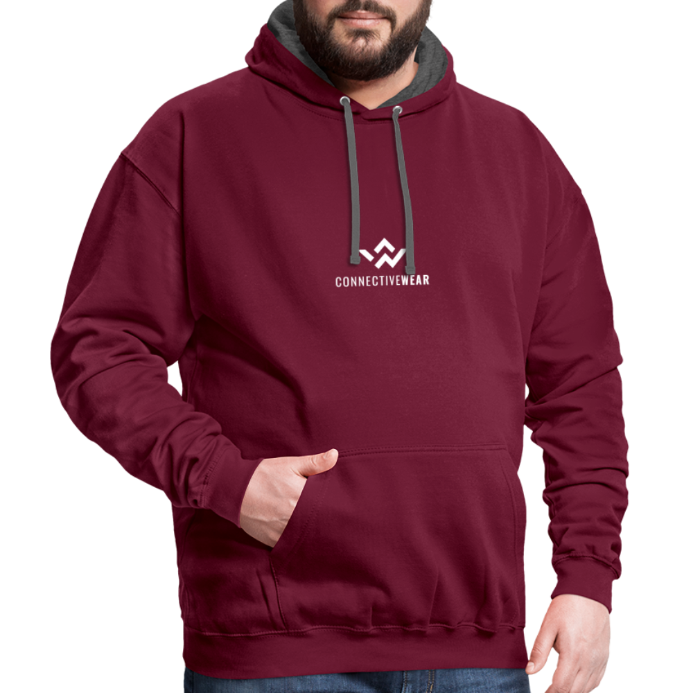 ConnectiveWear Contrast Colour Hoodie - burgundy/charcoal