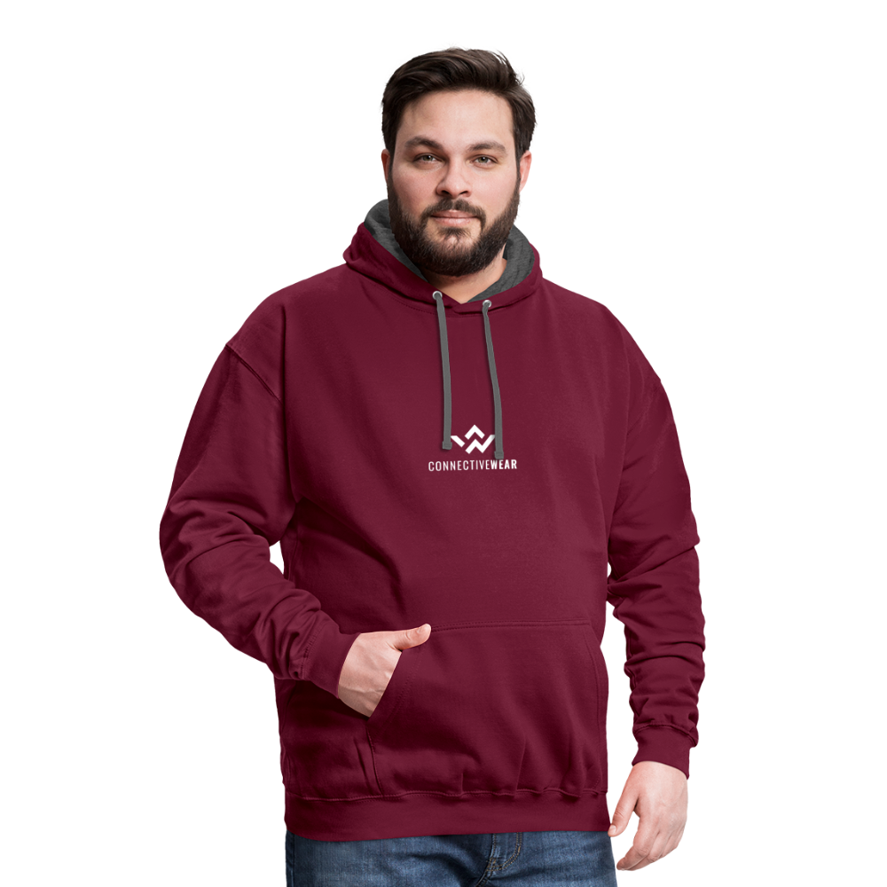 ConnectiveWear Contrast Colour Hoodie - burgundy/charcoal