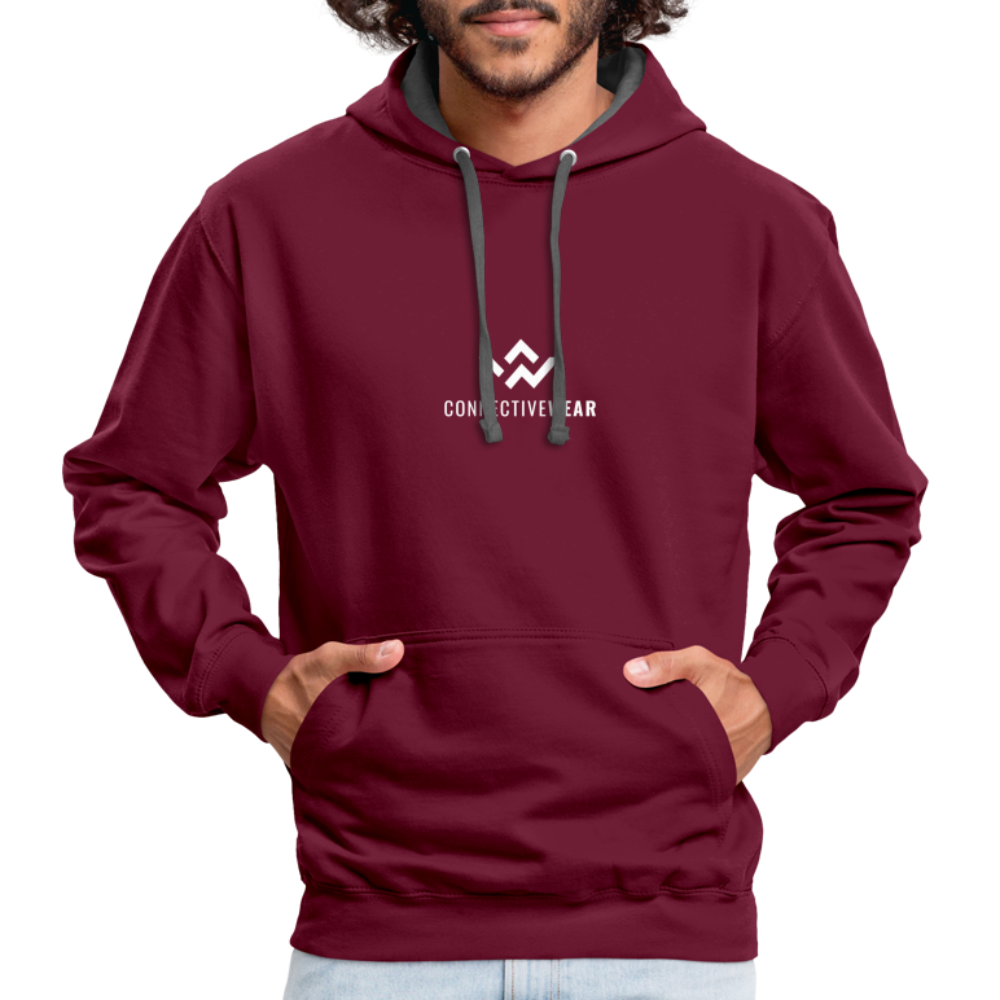 ConnectiveWear Contrast Colour Hoodie - burgundy/charcoal