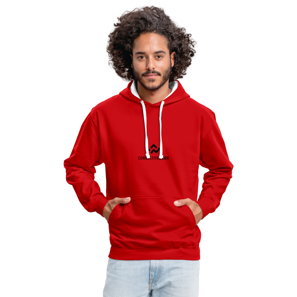 ConnectiveWear Contrast Colour Hoodie - red/white