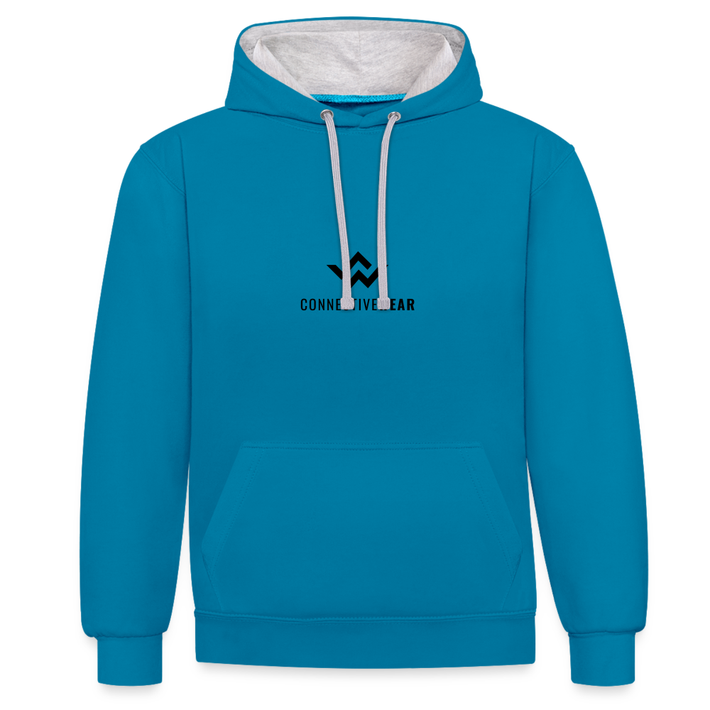 ConnectiveWear Contrast Colour Hoodie - peacock blue/heather grey