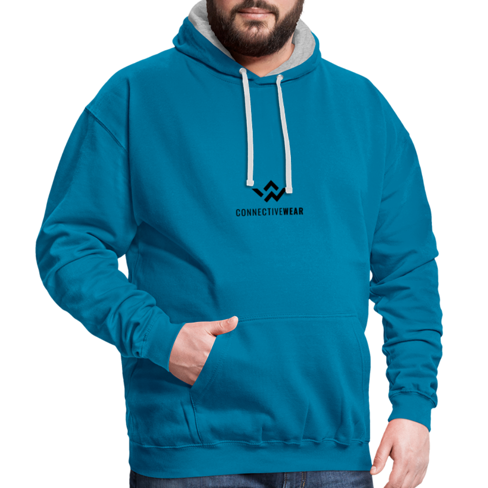 ConnectiveWear Contrast Colour Hoodie - peacock blue/heather grey