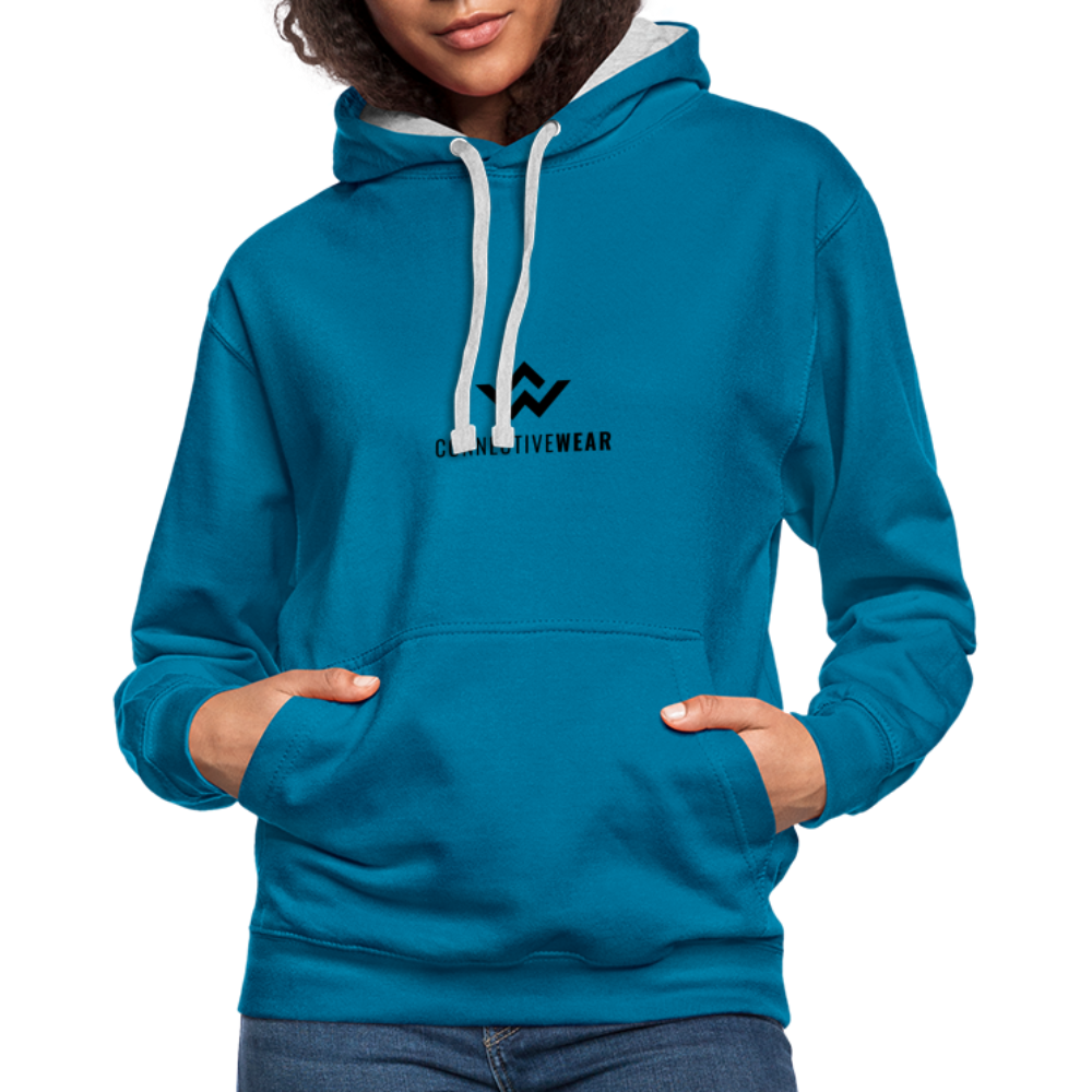 ConnectiveWear Contrast Colour Hoodie - peacock blue/heather grey