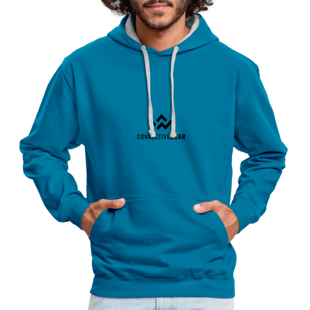 ConnectiveWear Contrast Colour Hoodie - peacock blue/heather grey