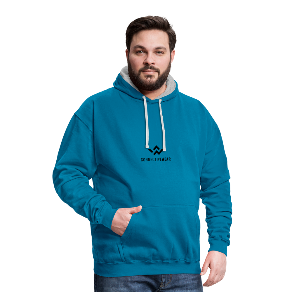 ConnectiveWear Contrast Colour Hoodie - peacock blue/heather grey