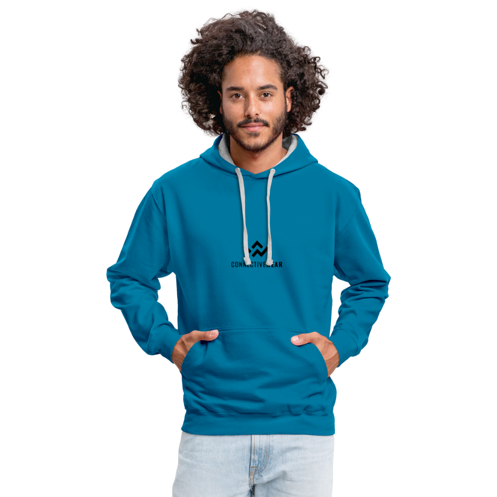 ConnectiveWear Contrast Colour Hoodie - peacock blue/heather grey