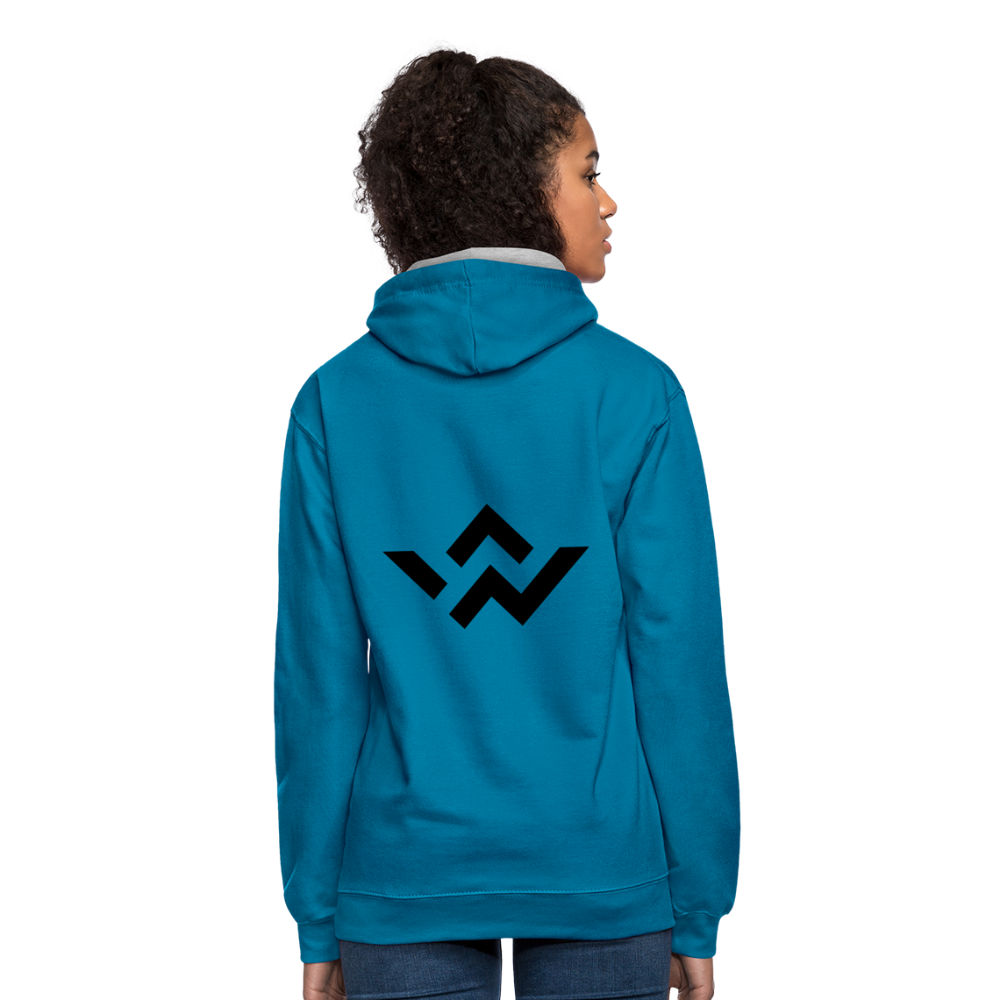 ConnectiveWear Contrast Colour Hoodie - peacock blue/heather grey