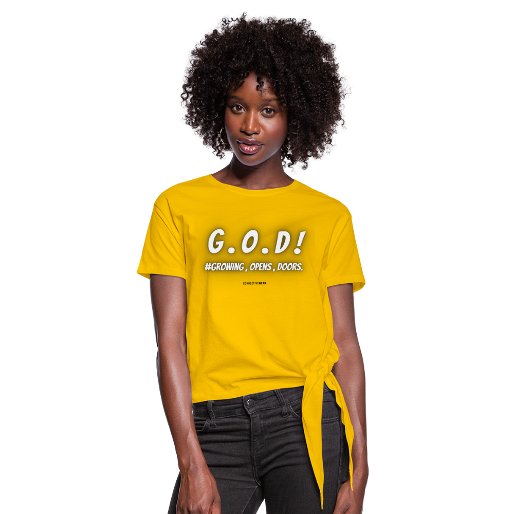 G.O.D! Women’s Knotted T-Shirt - sun yellow