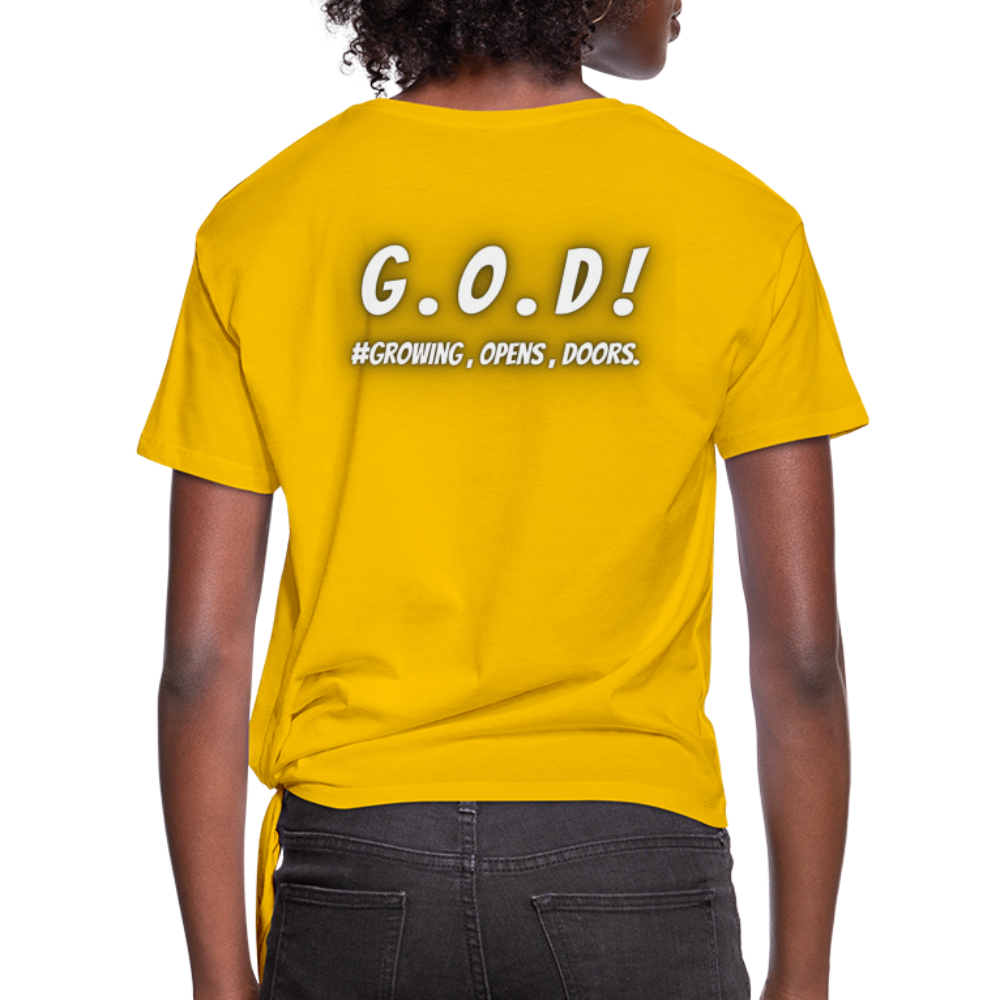 G.O.D! Women’s Knotted T-Shirt - sun yellow