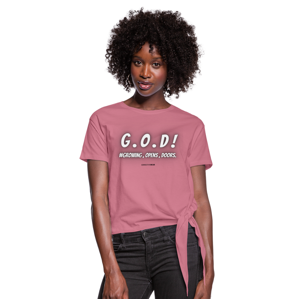 G.O.D! Women’s Knotted T-Shirt - mauve