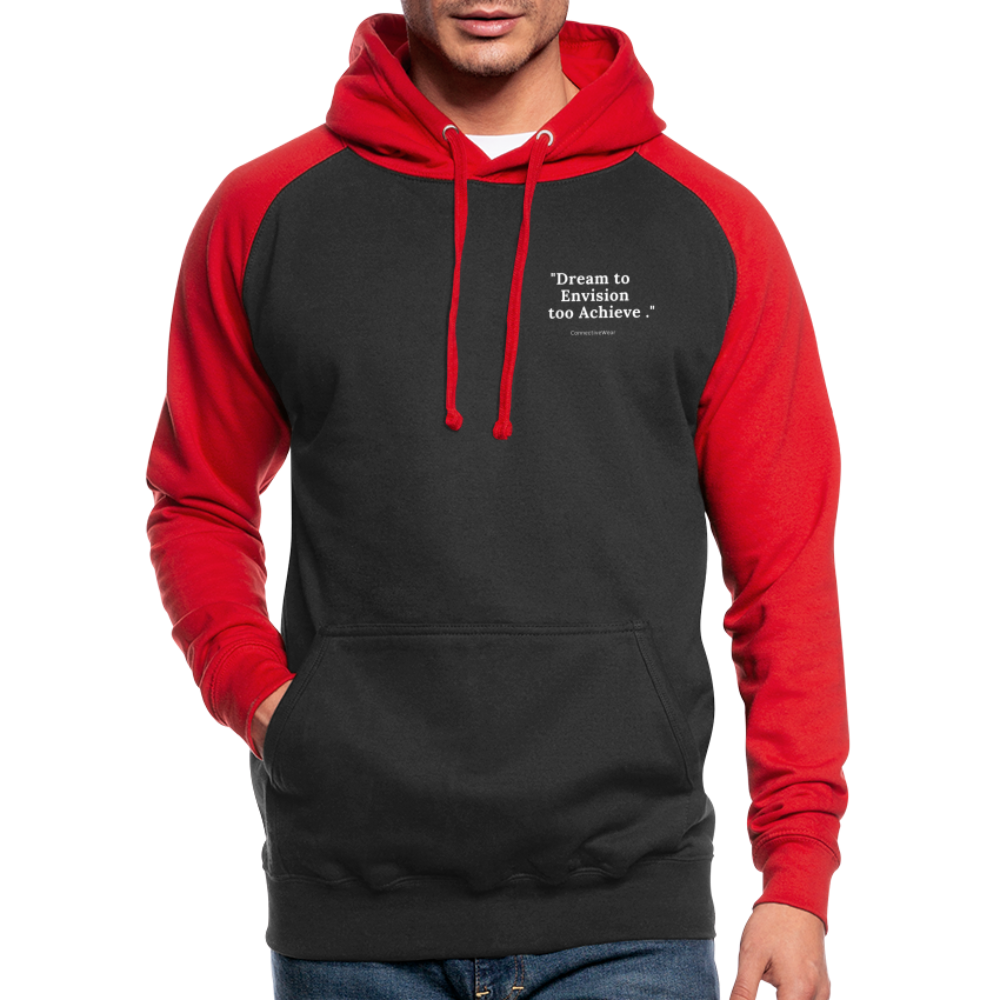 Dream to Envision to Achieve Baseball Hoodie - black/red