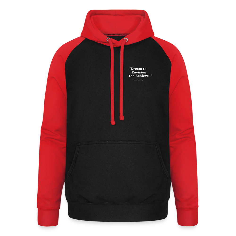 Dream to Envision to Achieve Baseball Hoodie - black/red