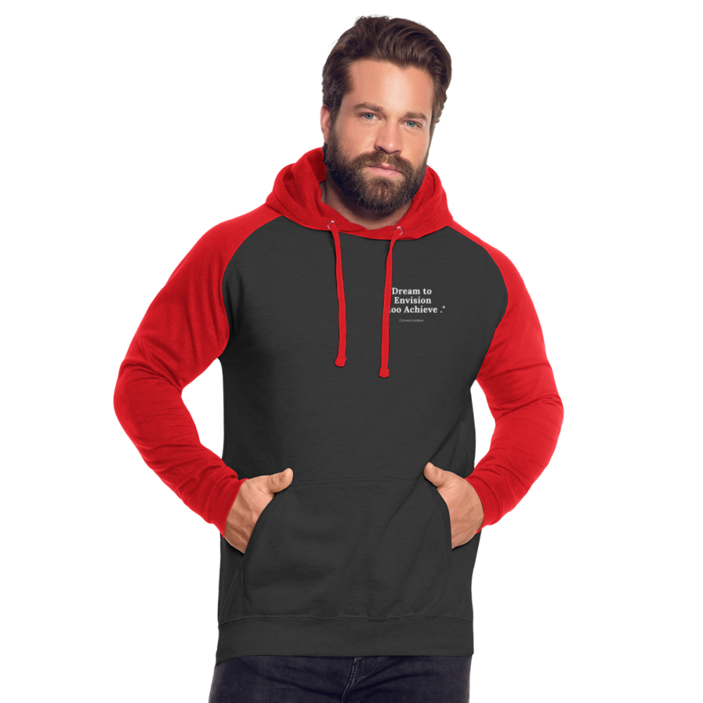 Dream to Envision to Achieve Baseball Hoodie - black/red