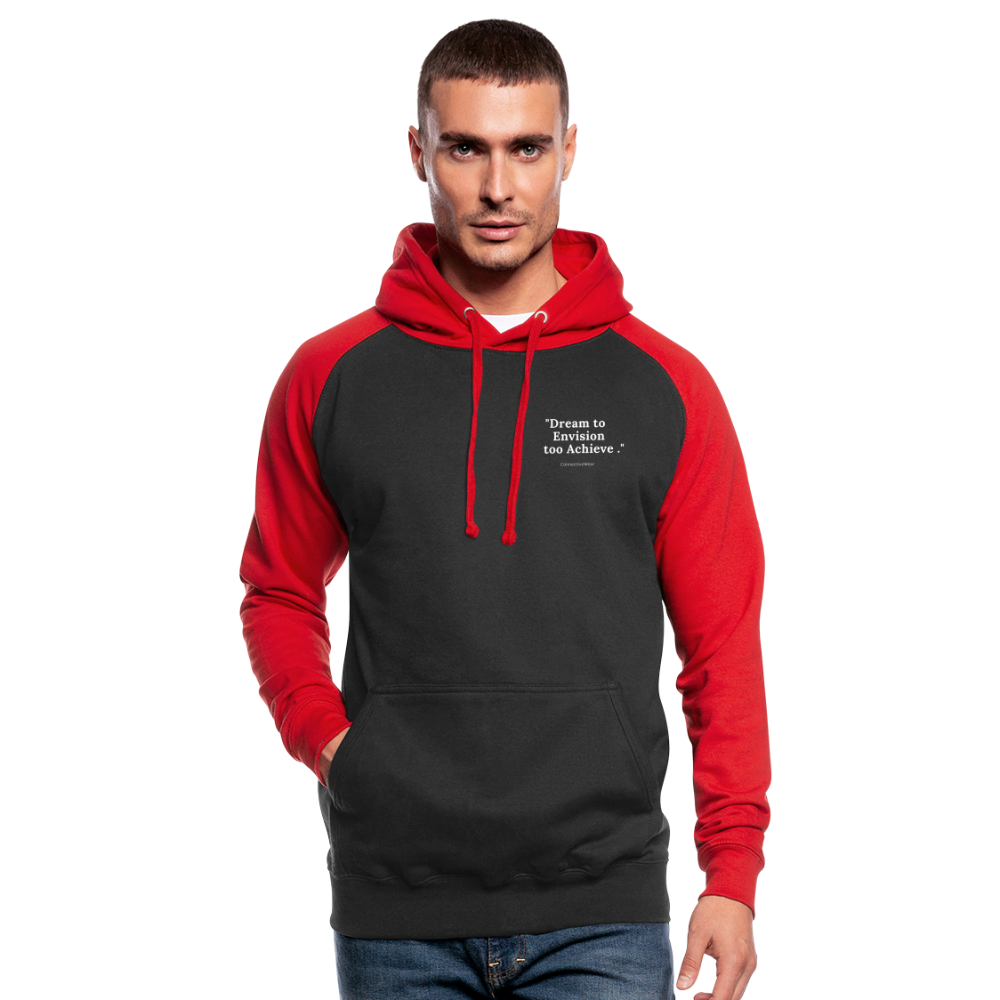 Dream to Envision to Achieve Baseball Hoodie - black/red