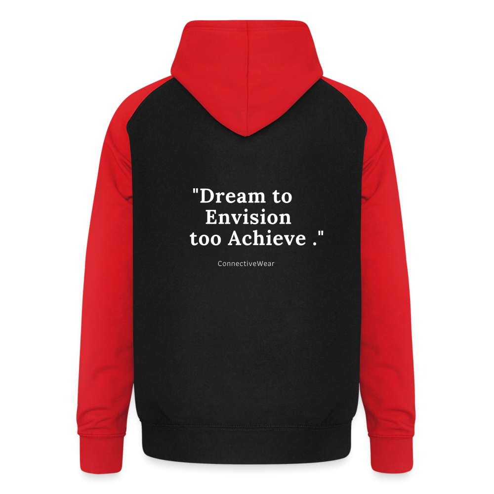 Dream to Envision to Achieve Baseball Hoodie - black/red