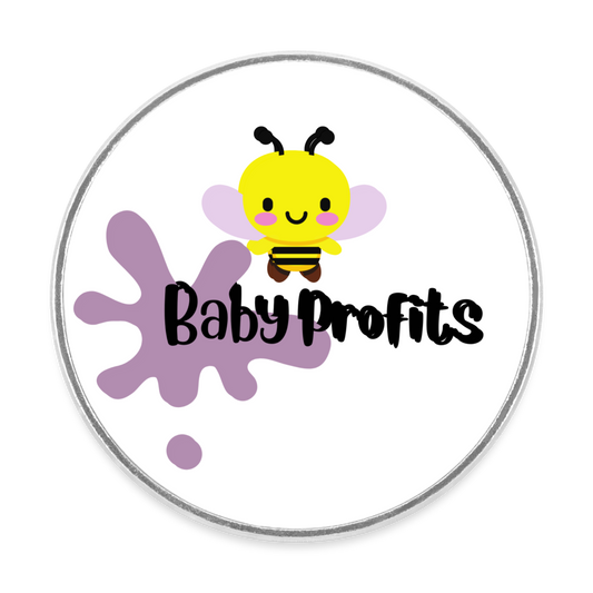 Baby Profits Round Magnet - white